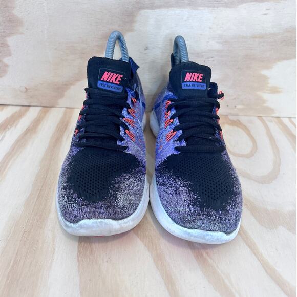 Nike - Free RN Flyknit - Running Shoes - Black/Purple - Women's - 7 - 880844-005 - Picture 2 of 9